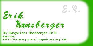 erik mansberger business card